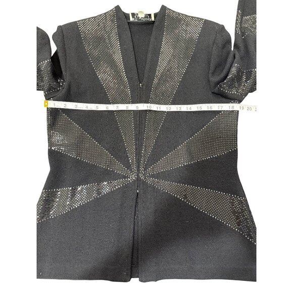 St. John Evening Marie Gray Jacket Santana Knit Black Sequin Zip Size 8 - READ - Picture 7 of 9